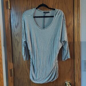 Apt 9 Women's  Size XL white Black Striped Top Shirt Stretch Pullover